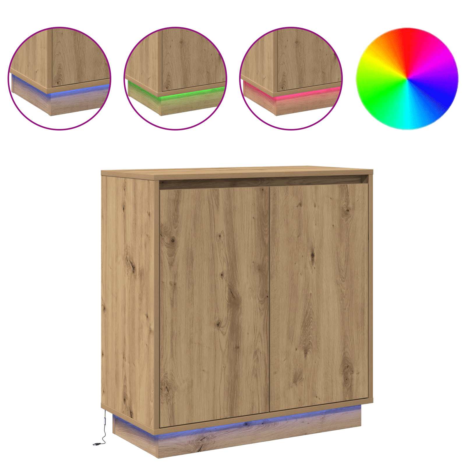 LED-Sideboard Artisan-Eiche 71 x 34,5 x 75 cm Holzwerkstoff