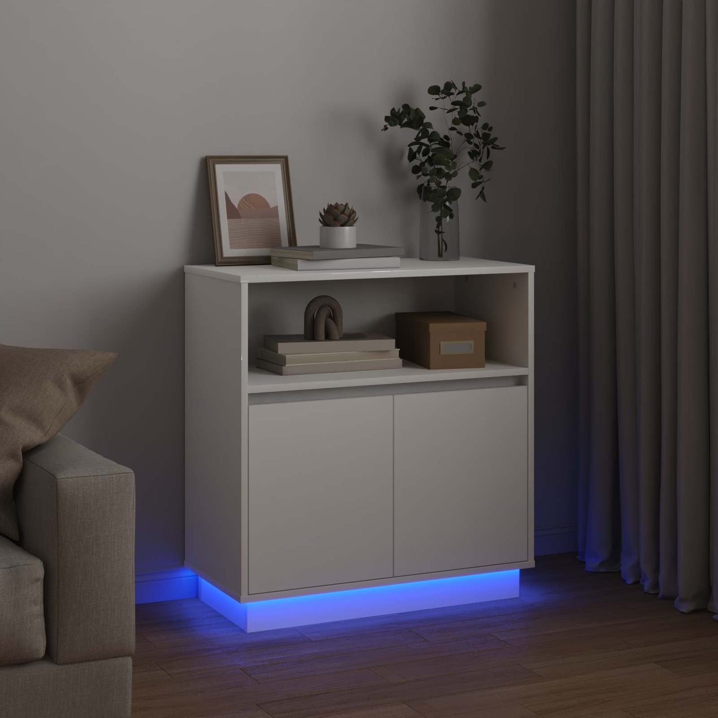LED-Sideboard Weiß 71 x 34,5 x 75 cm Holzwerkstoff