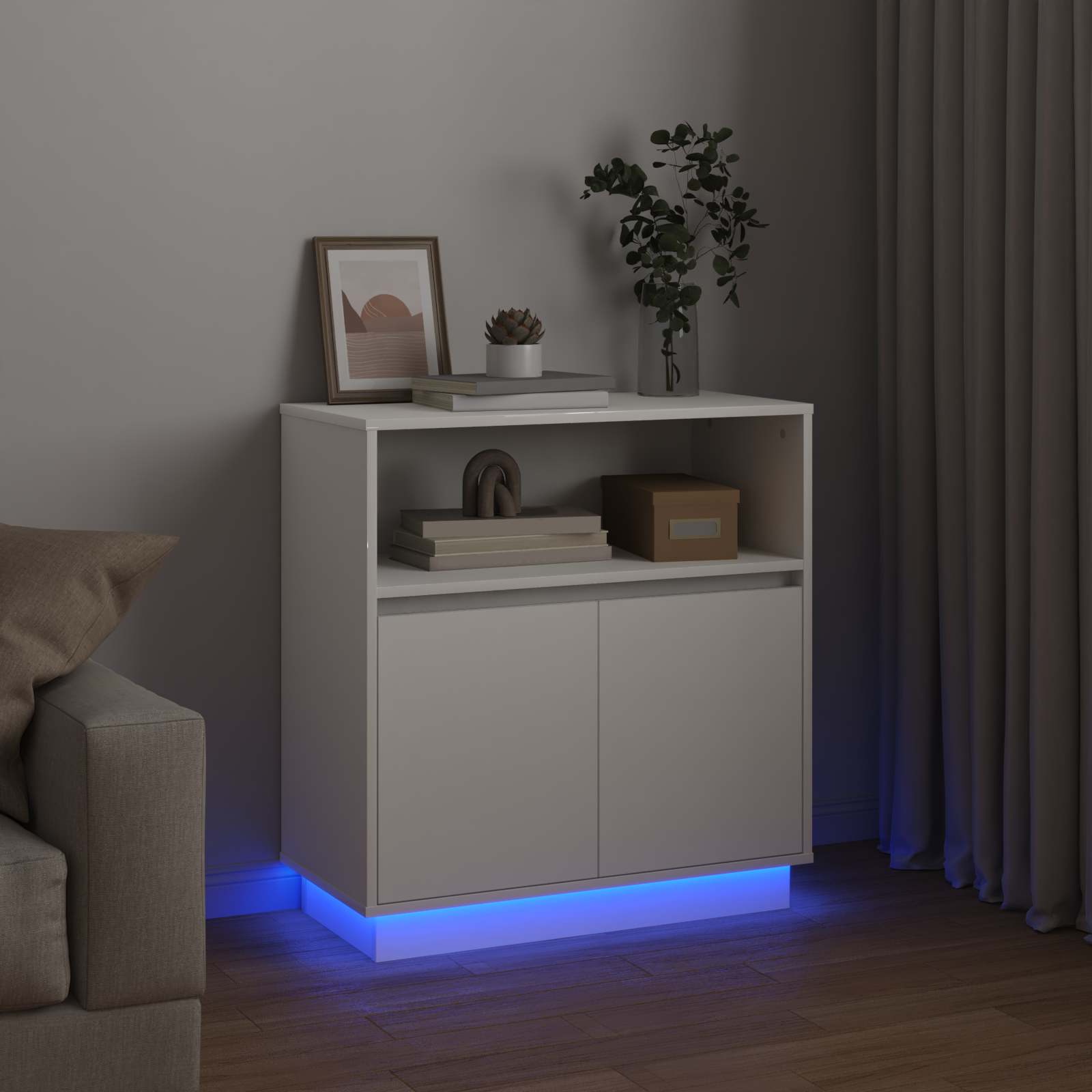 LED-Sideboard Weiß 71 x 34,5 x 75 cm Holzwerkstoff