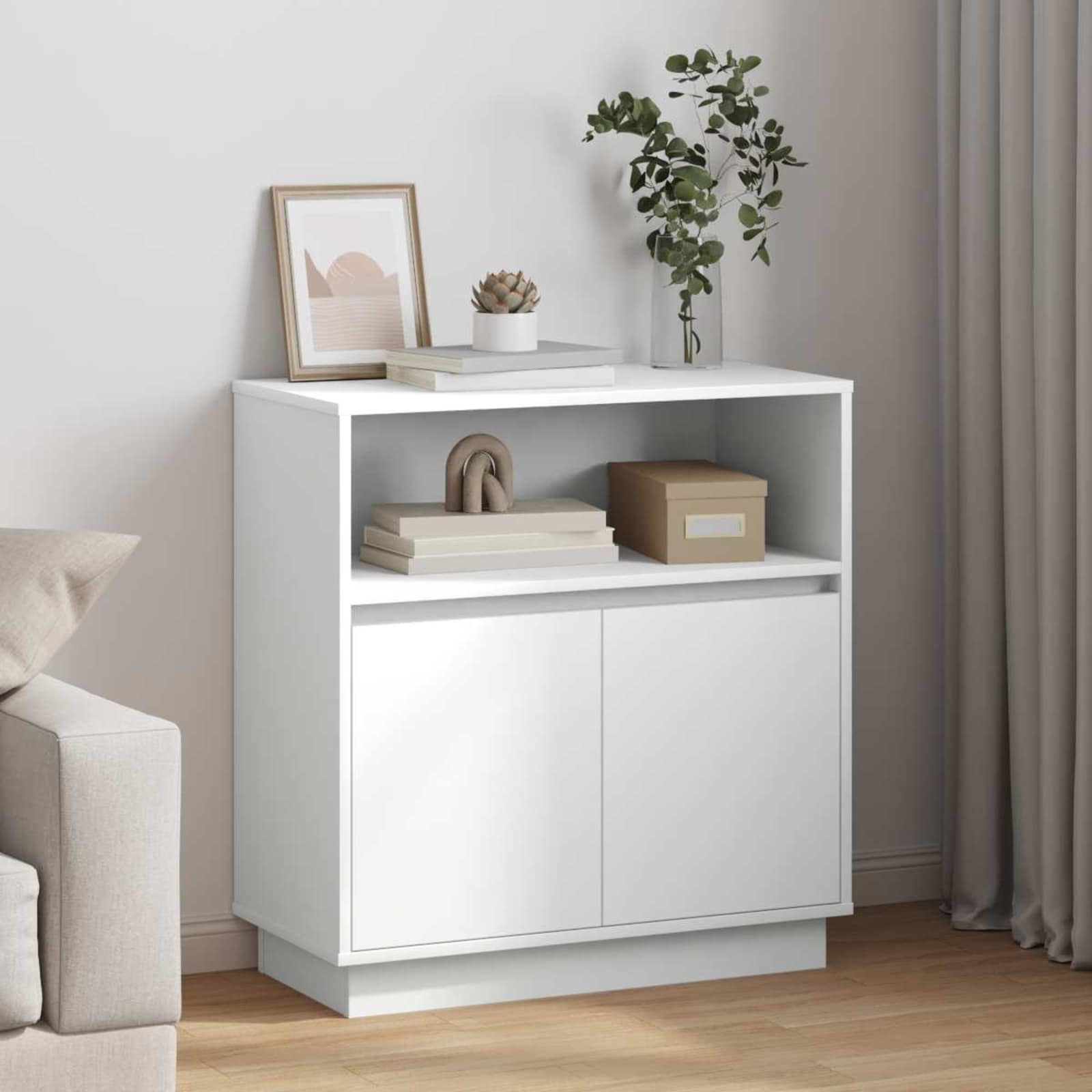 LED-Sideboard Weiß 71 x 34,5 x 75 cm Holzwerkstoff