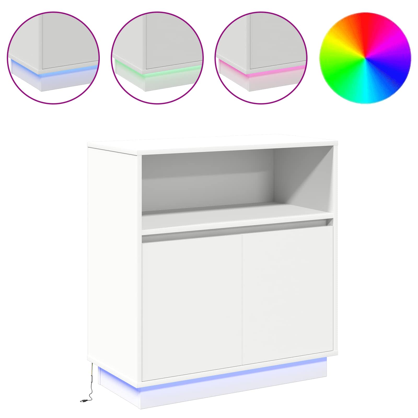 LED-Sideboard Weiß 71 x 34,5 x 75 cm Holzwerkstoff