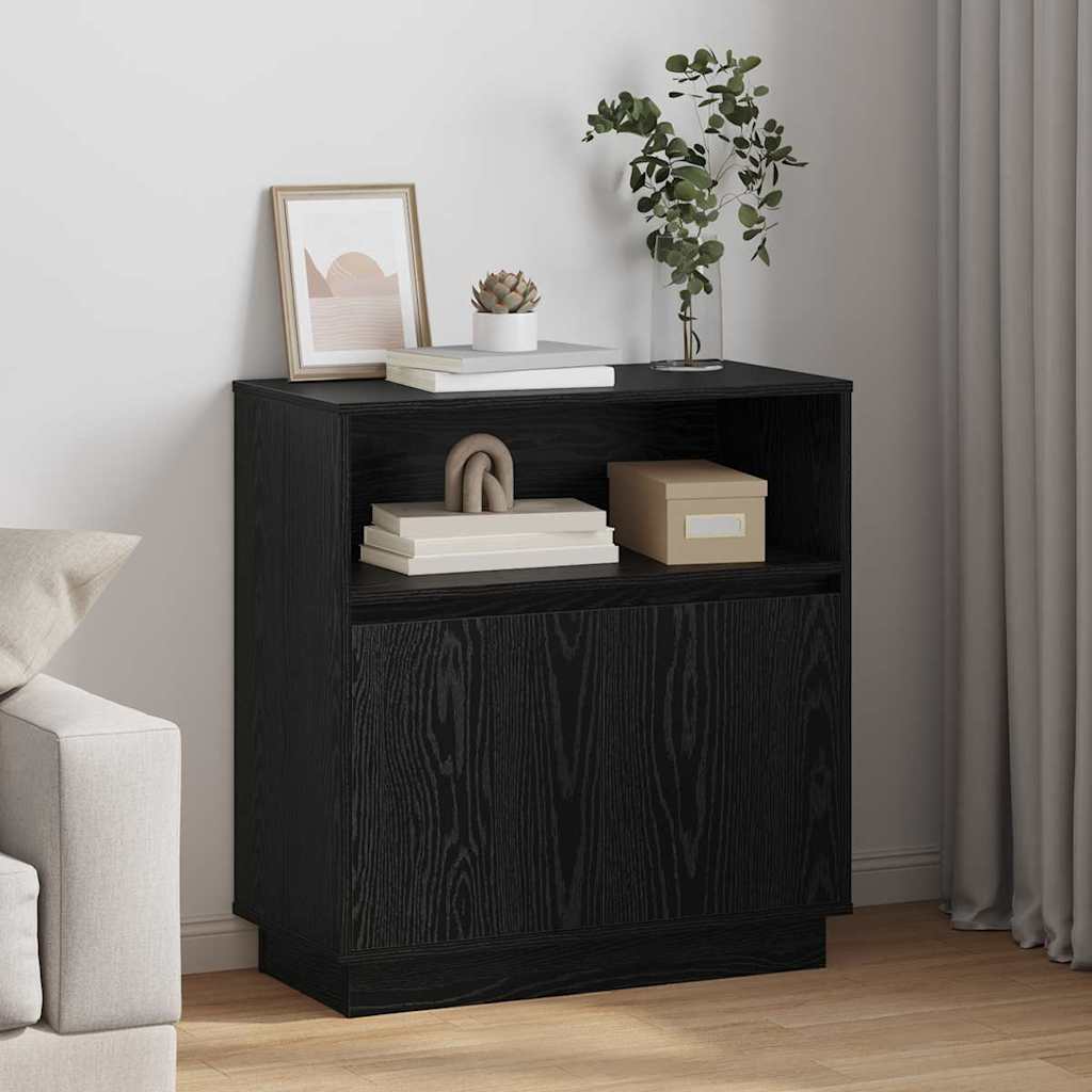 LED-Sideboard Schwarz Eichen-Optik 71 x 34,5 x 75 cm