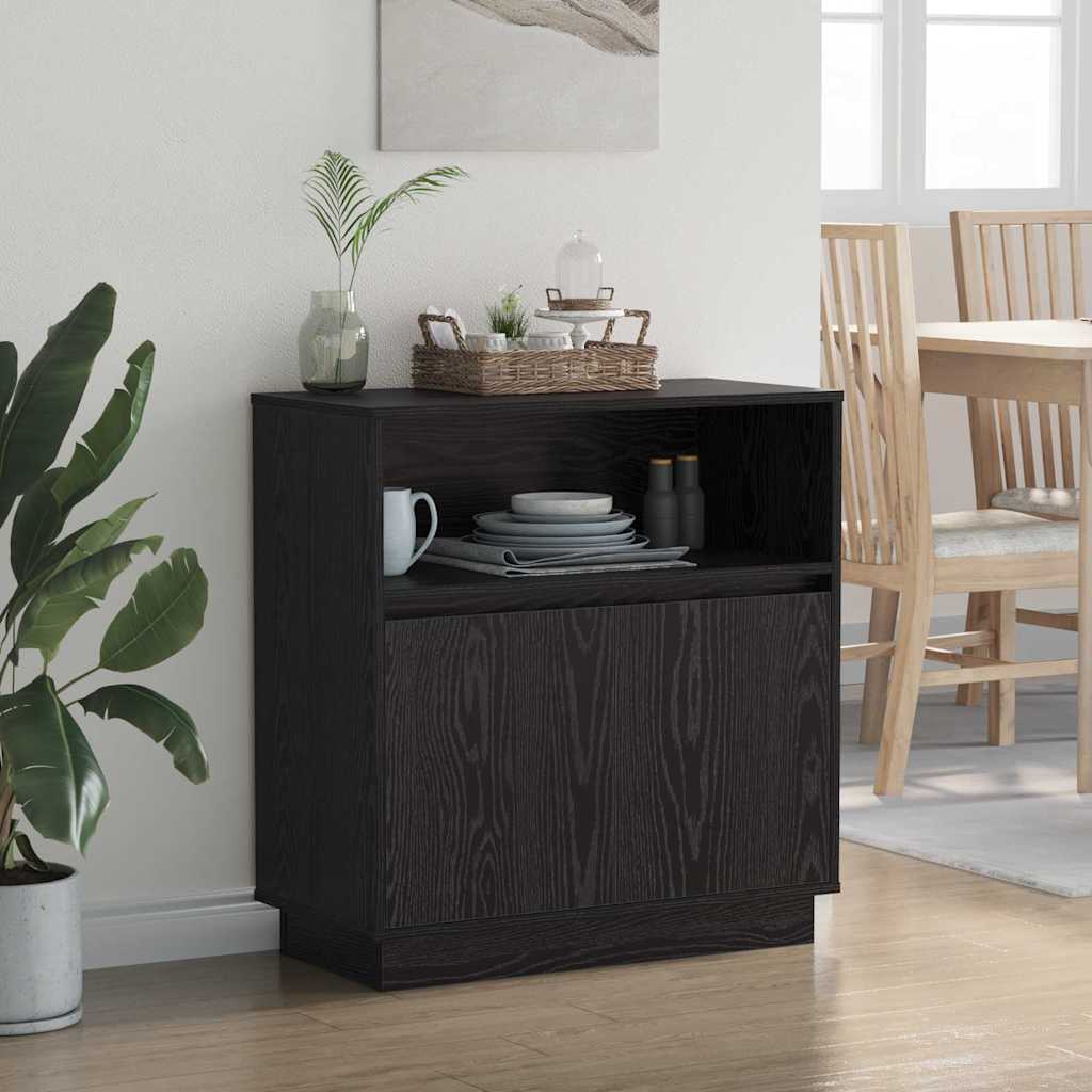LED-Sideboard Schwarz Eichen-Optik 71 x 34,5 x 75 cm