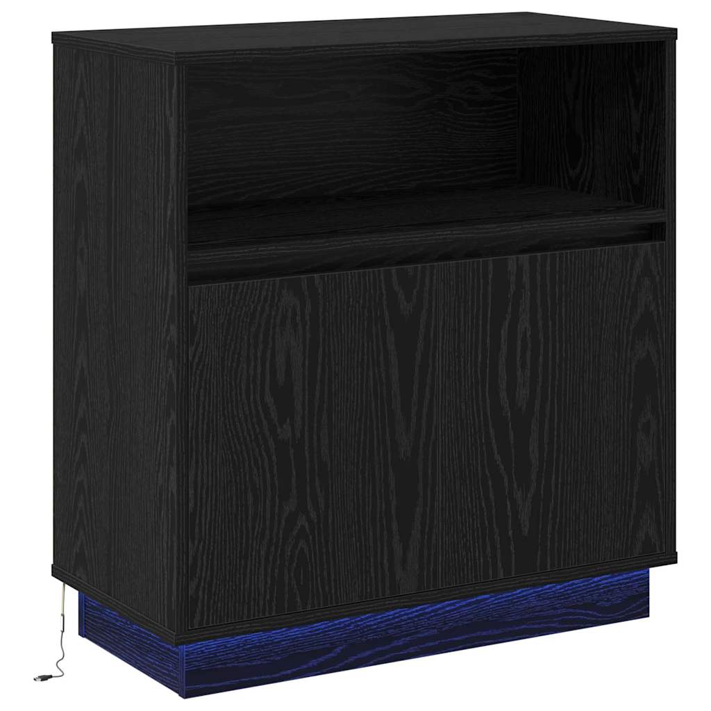 LED-Sideboard Schwarz Eichen-Optik 71 x 34,5 x 75 cm