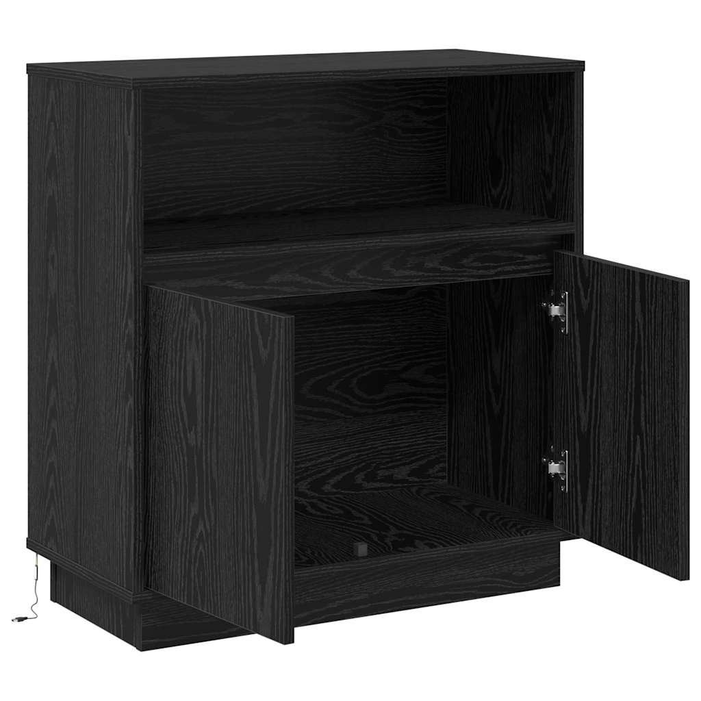 LED-Sideboard Schwarz Eichen-Optik 71 x 34,5 x 75 cm