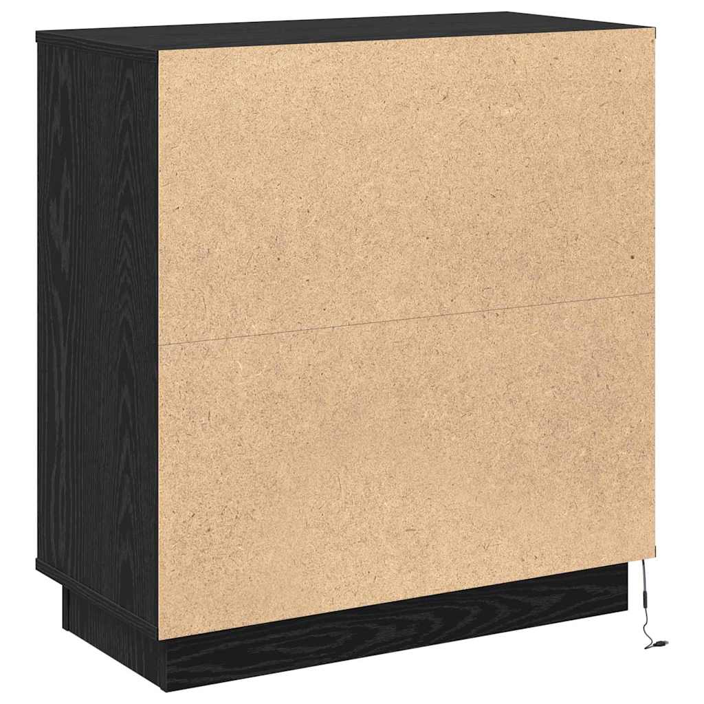 LED-Sideboard Schwarz Eichen-Optik 71 x 34,5 x 75 cm