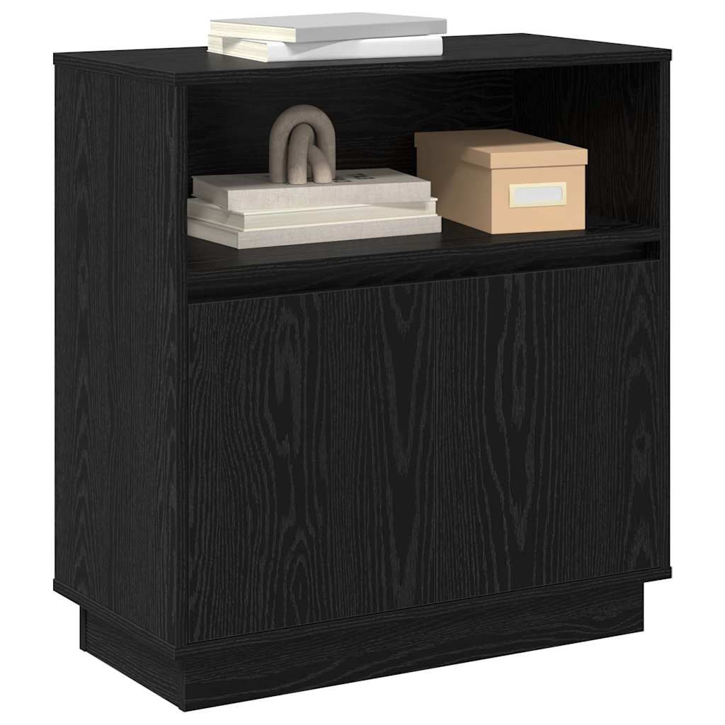 LED-Sideboard Schwarz Eichen-Optik 71 x 34,5 x 75 cm