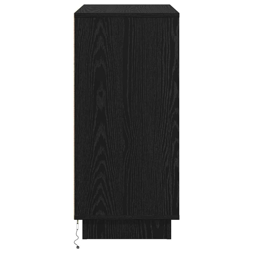LED-Sideboard Schwarz Eichen-Optik 71 x 34,5 x 75 cm