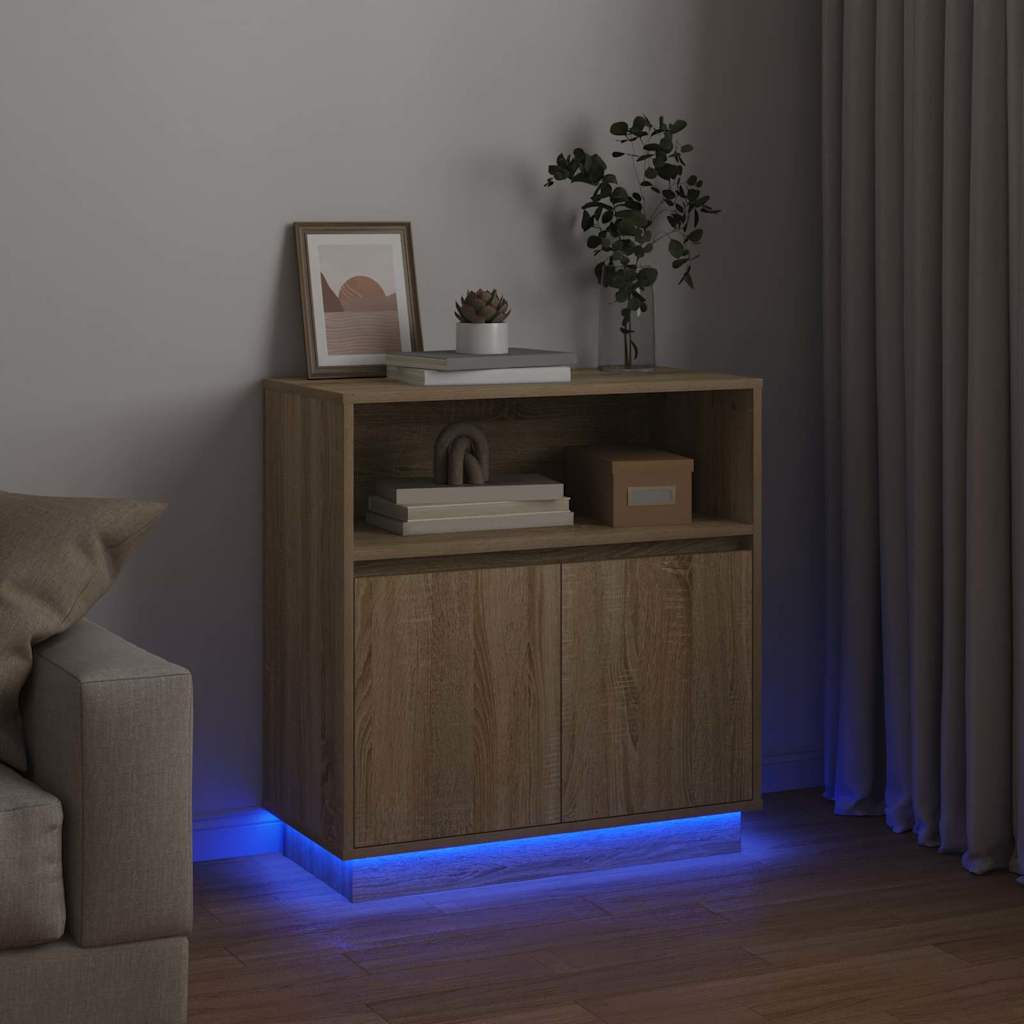 LED-Sideboard Sonoma-Eiche 71 x 34,5 x 75 cm Holzwerkstoff