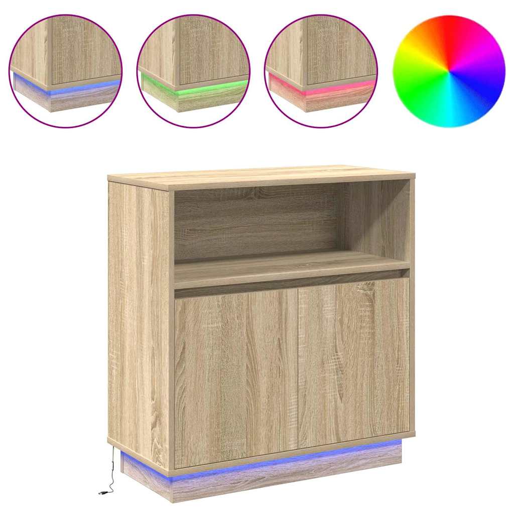 LED-Sideboard Sonoma-Eiche 71 x 34,5 x 75 cm Holzwerkstoff