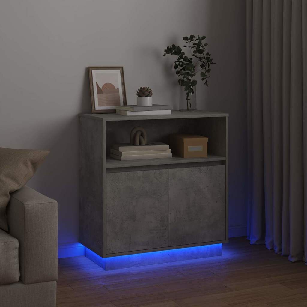 LED-Sideboard Betongrau 71 x 34,5 x 75 cm Holzwerkstoff