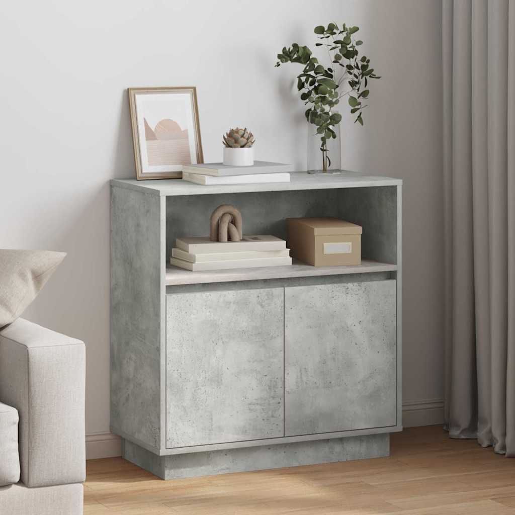 LED-Sideboard Betongrau 71 x 34,5 x 75 cm Holzwerkstoff