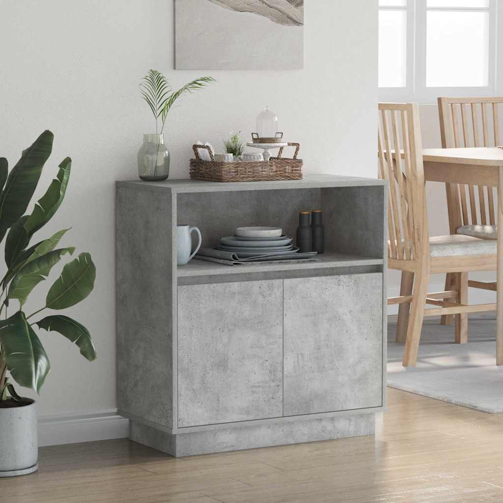 LED-Sideboard Betongrau 71 x 34,5 x 75 cm Holzwerkstoff