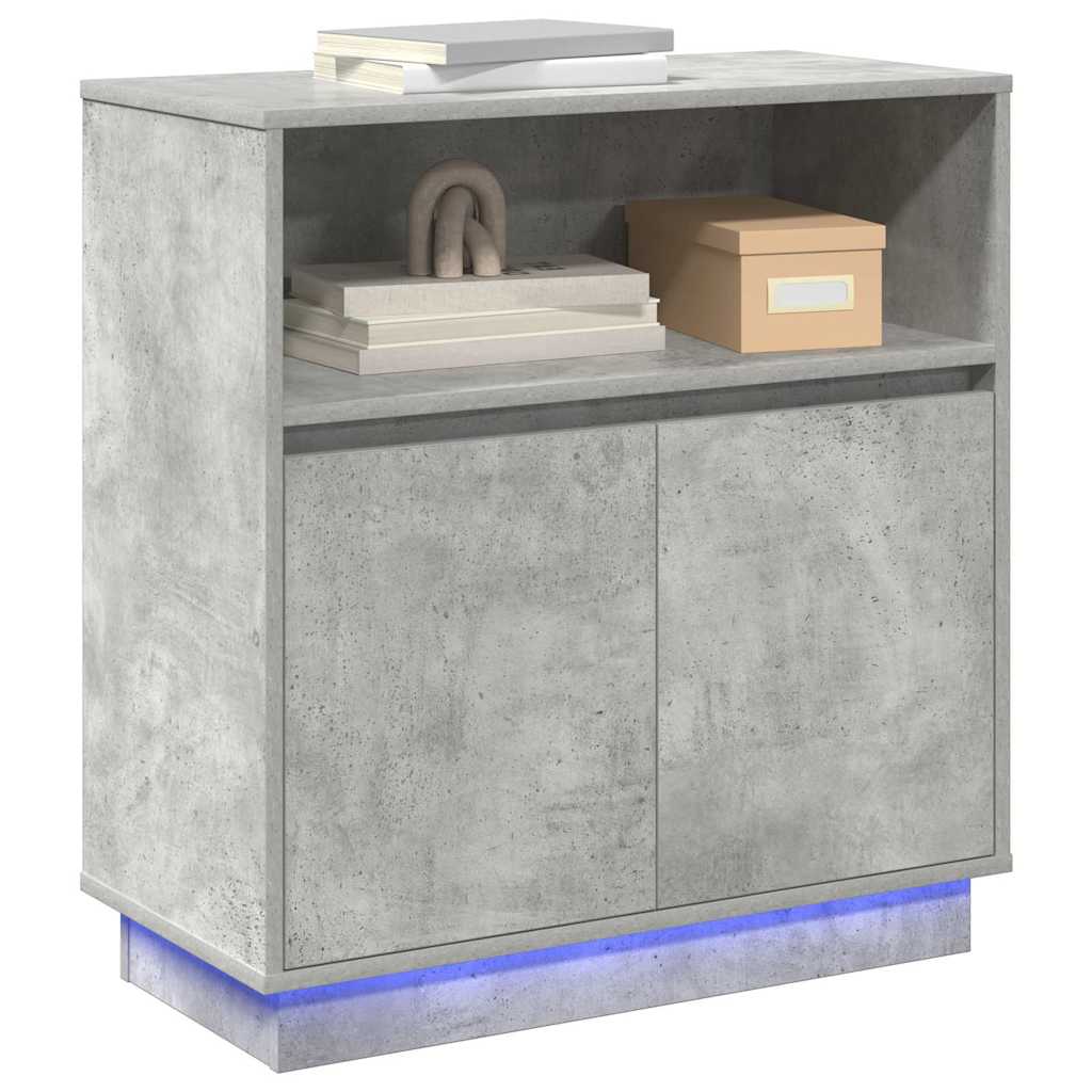 LED-Sideboard Betongrau 71 x 34,5 x 75 cm Holzwerkstoff