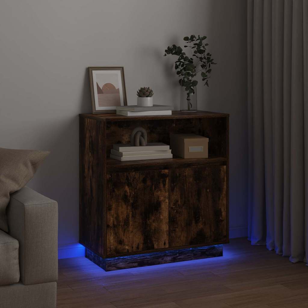 LED-Sideboard Geräucherte Eiche 71 x 34,5 x 75 cm Holzwerkstoff
