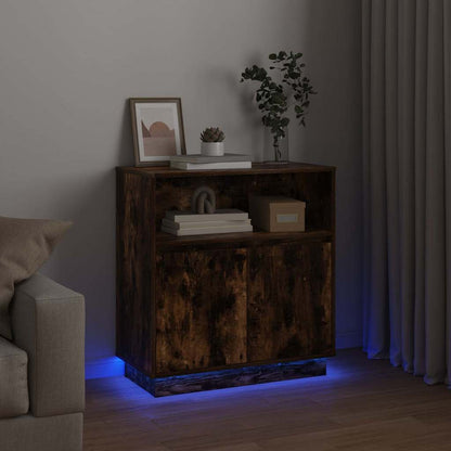 LED-Sideboard Geräucherte Eiche 71 x 34,5 x 75 cm Holzwerkstoff