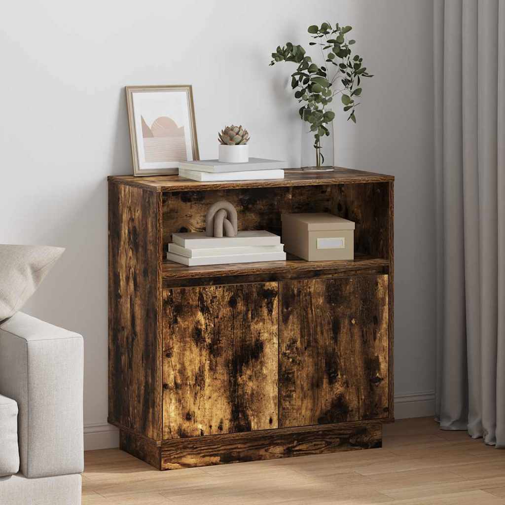 LED-Sideboard Geräucherte Eiche 71 x 34,5 x 75 cm Holzwerkstoff