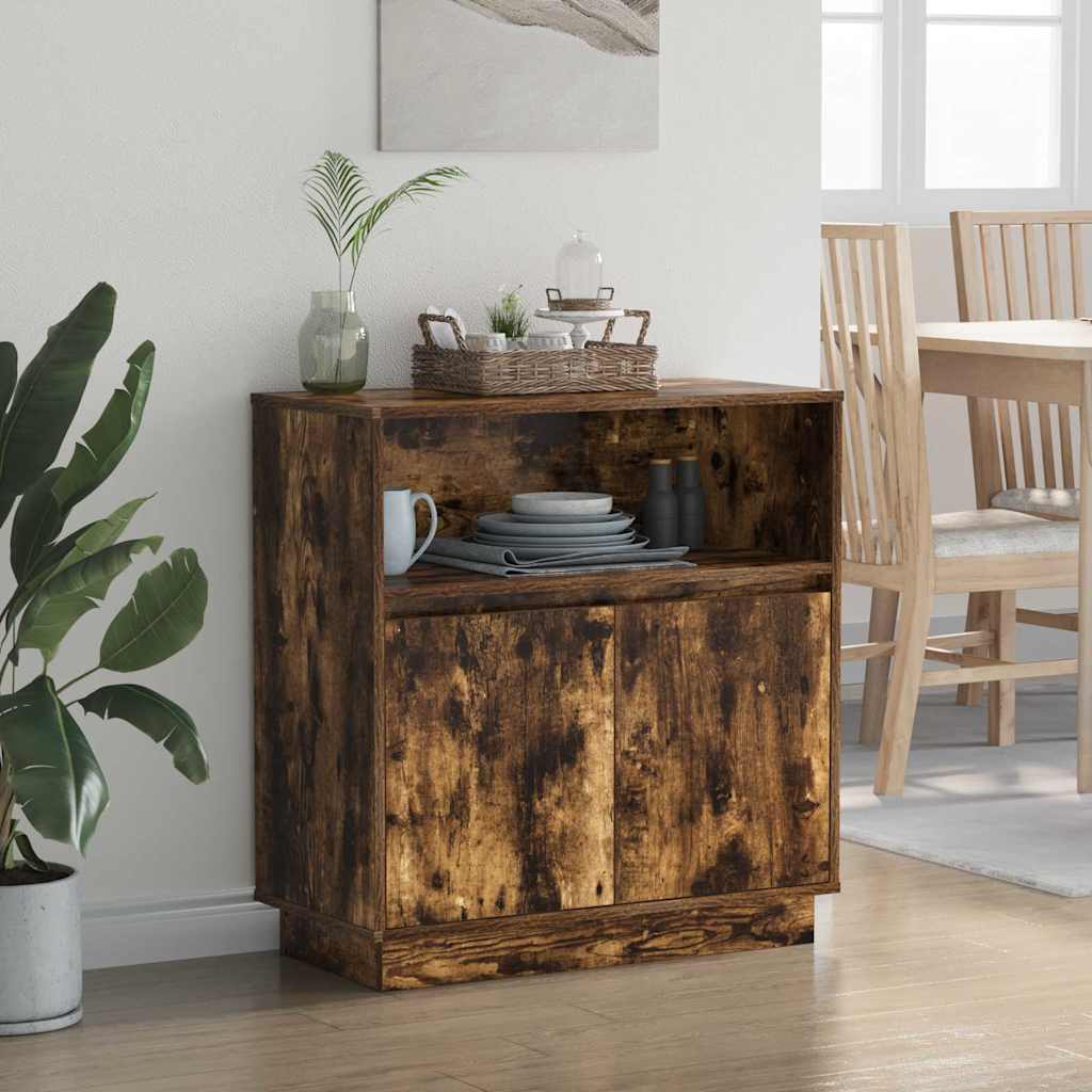 LED-Sideboard Geräucherte Eiche 71 x 34,5 x 75 cm Holzwerkstoff