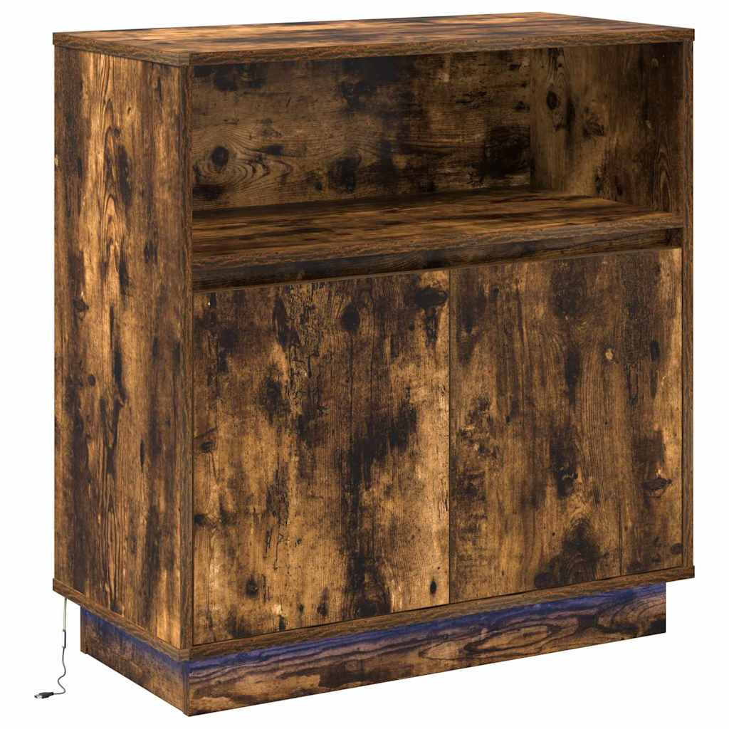 LED-Sideboard Geräucherte Eiche 71 x 34,5 x 75 cm Holzwerkstoff