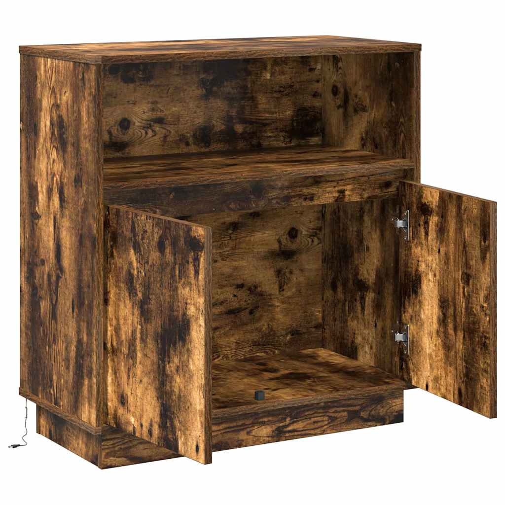 LED-Sideboard Geräucherte Eiche 71 x 34,5 x 75 cm Holzwerkstoff