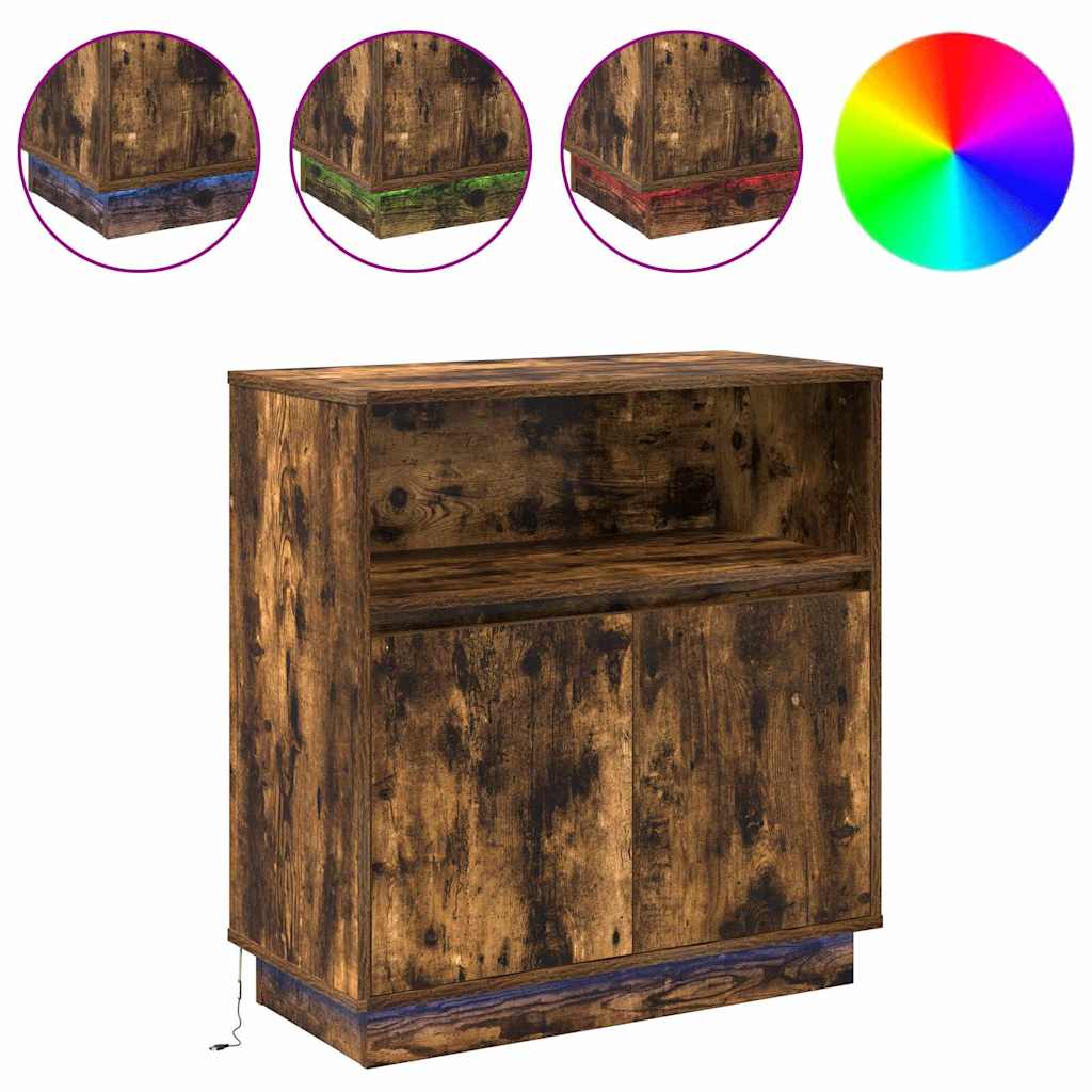 LED-Sideboard Geräucherte Eiche 71 x 34,5 x 75 cm Holzwerkstoff