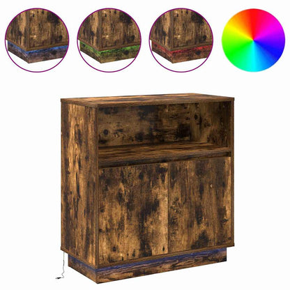 LED-Sideboard Geräucherte Eiche 71 x 34,5 x 75 cm Holzwerkstoff