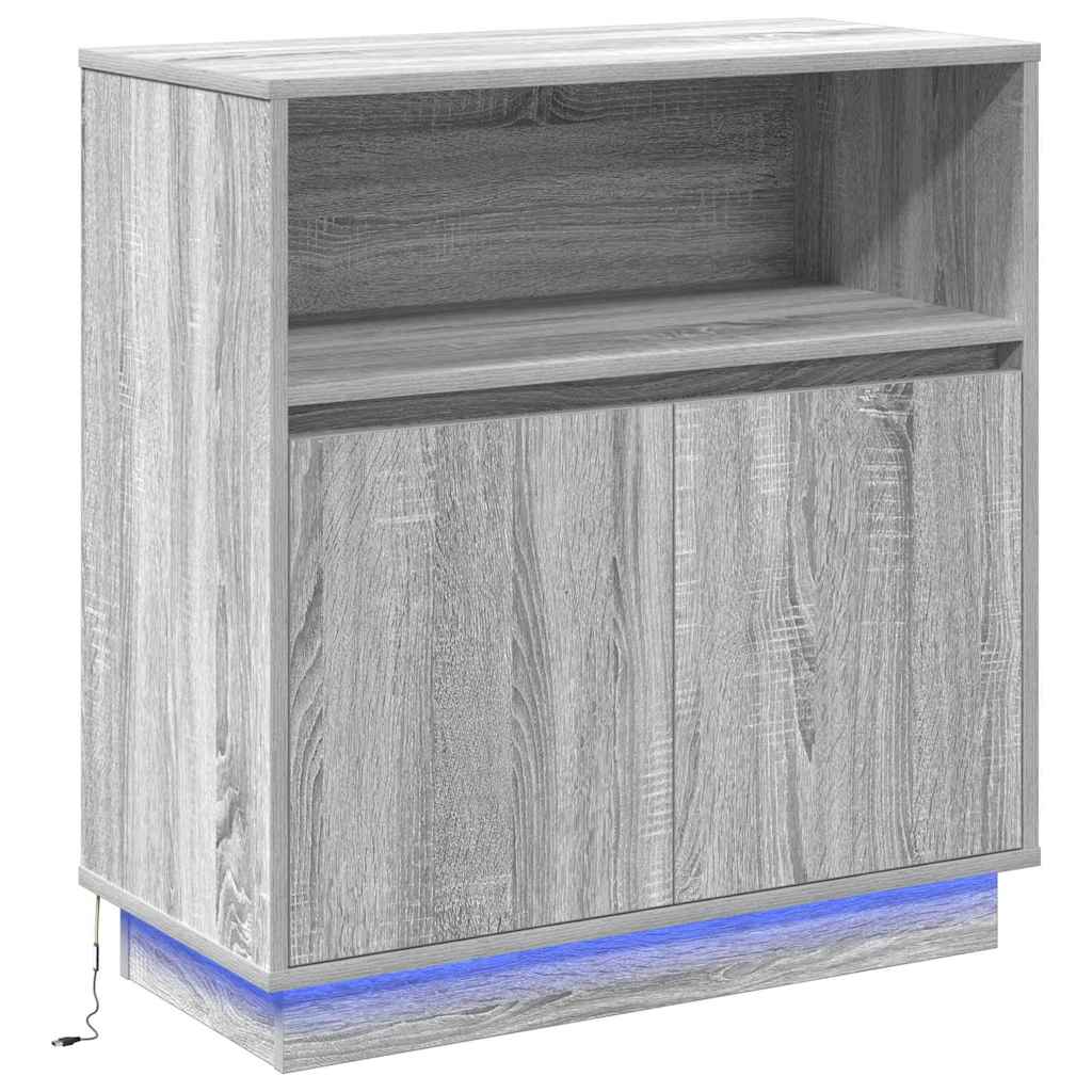 LED-Sideboard Graues Sonoma 71 x 34,5 x 75 cm Holzwerkstoff