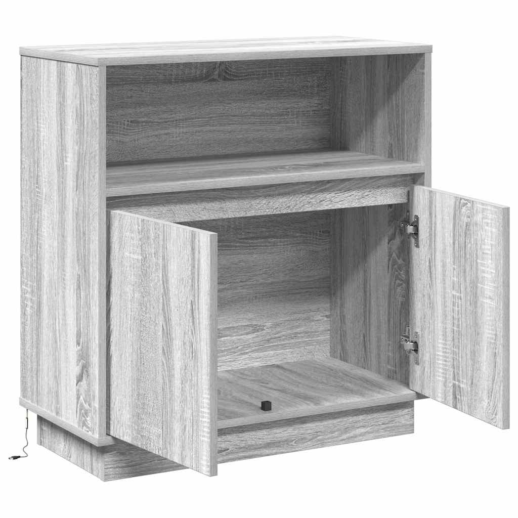 LED-Sideboard Graues Sonoma 71 x 34,5 x 75 cm Holzwerkstoff