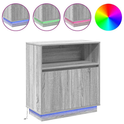 LED-Sideboard Graues Sonoma 71 x 34,5 x 75 cm Holzwerkstoff