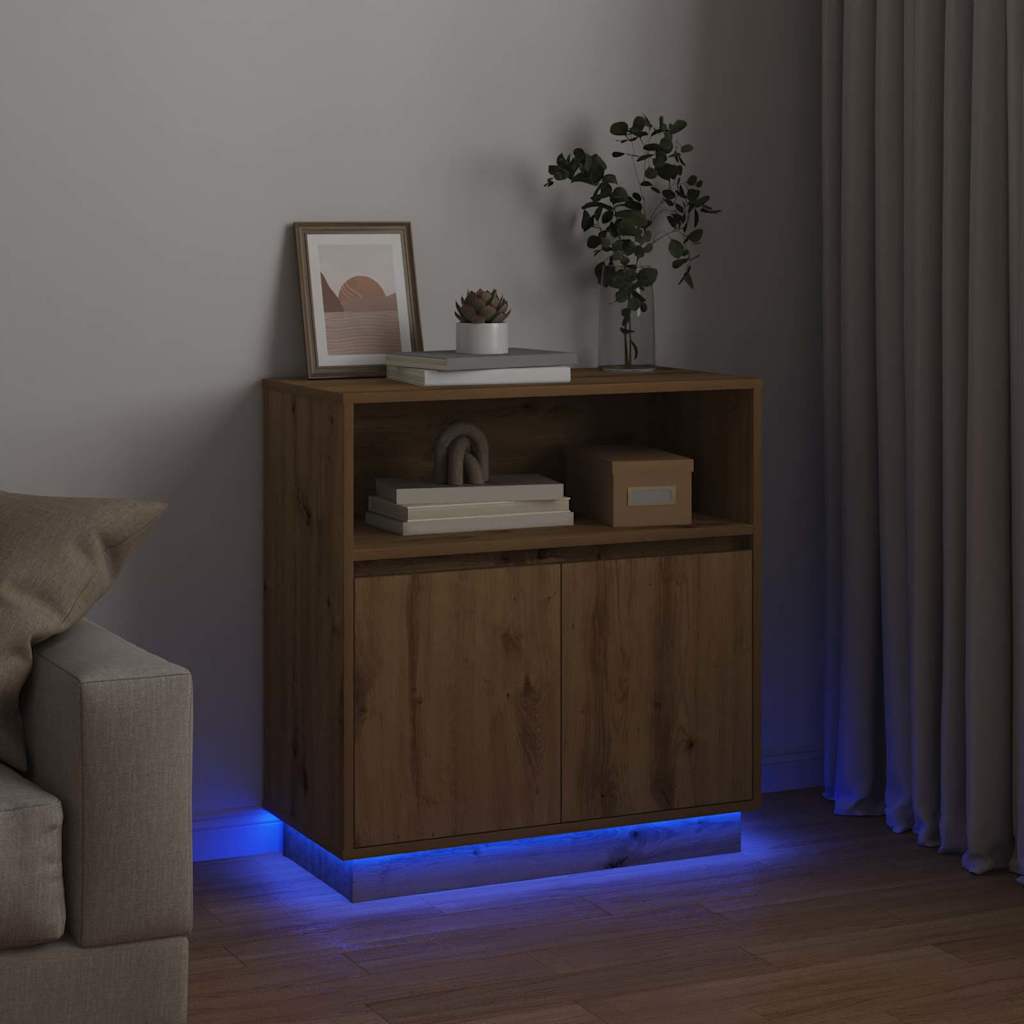 LED-Sideboard Artisan-Eiche 71 x 34,5 x 75 cm Holzwerkstoff