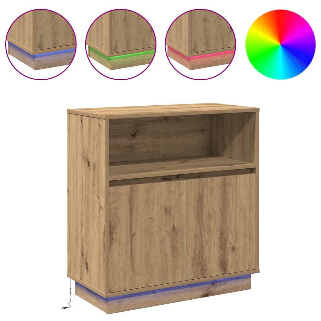 LED-Sideboard Artisan-Eiche 71 x 34,5 x 75 cm Holzwerkstoff
