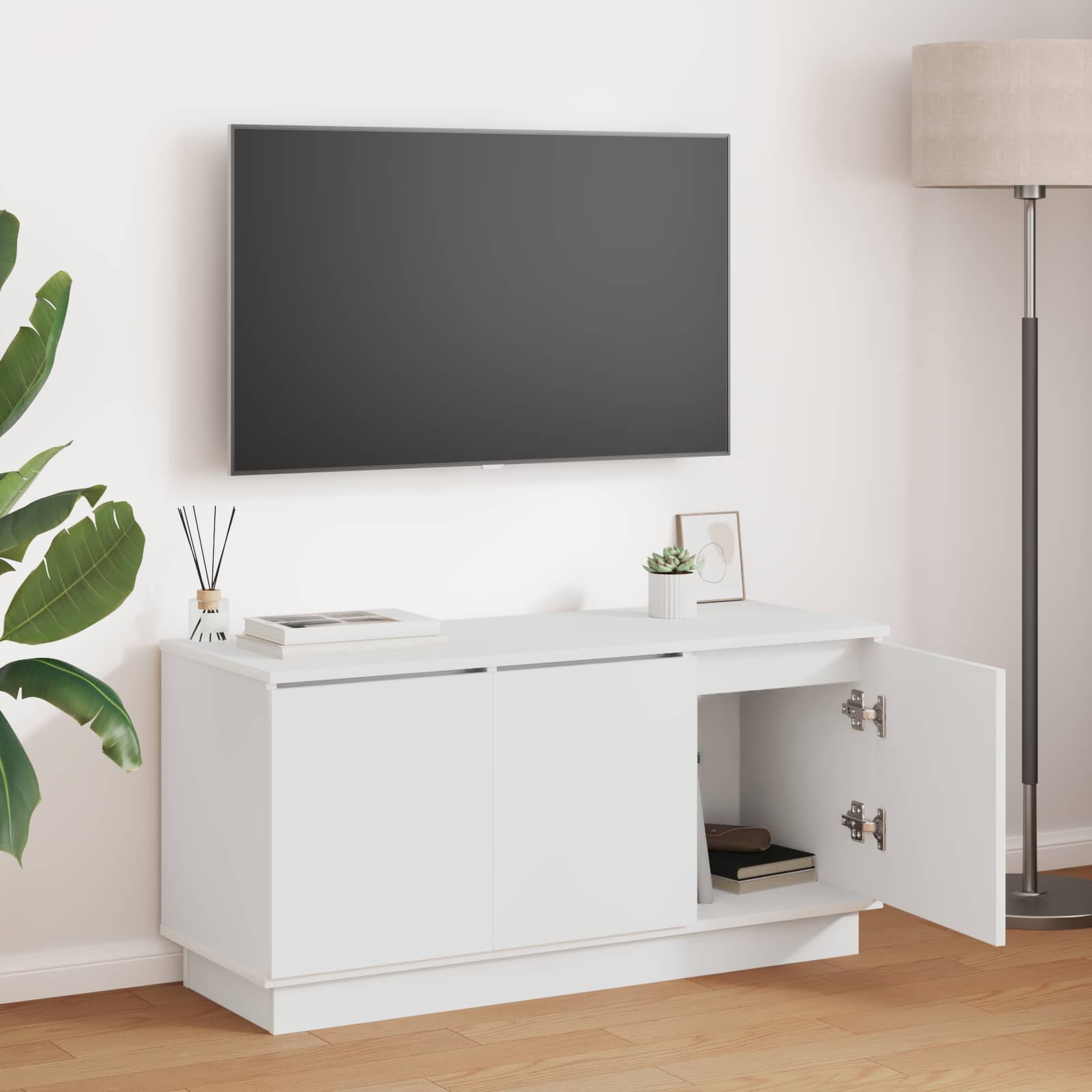 TV-Schränk 100 x 38 x 49 cm Weiß Holzwerkstoff