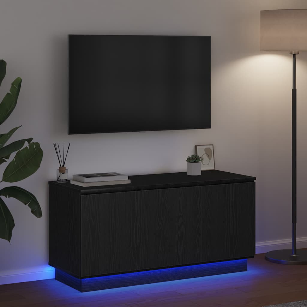 TV-Schränk 100 x 38 x 49 cm Schwarz Eichen-Optik Holzwerkstoff