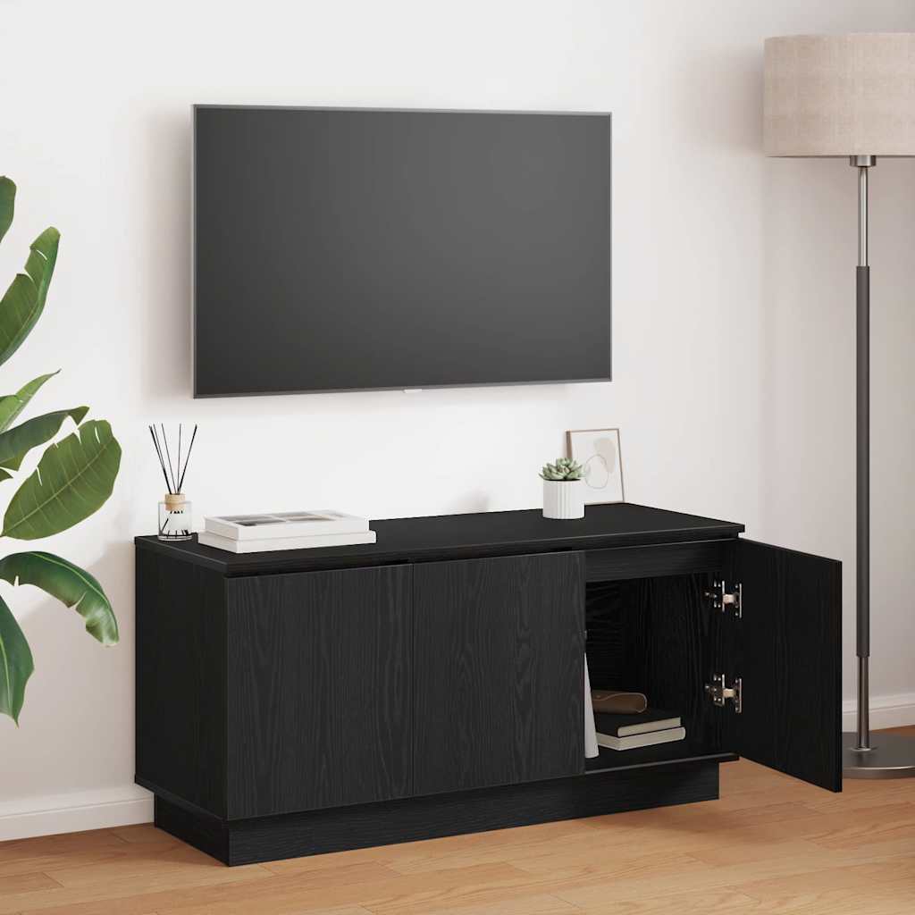 TV-Schränk 100 x 38 x 49 cm Schwarz Eichen-Optik Holzwerkstoff