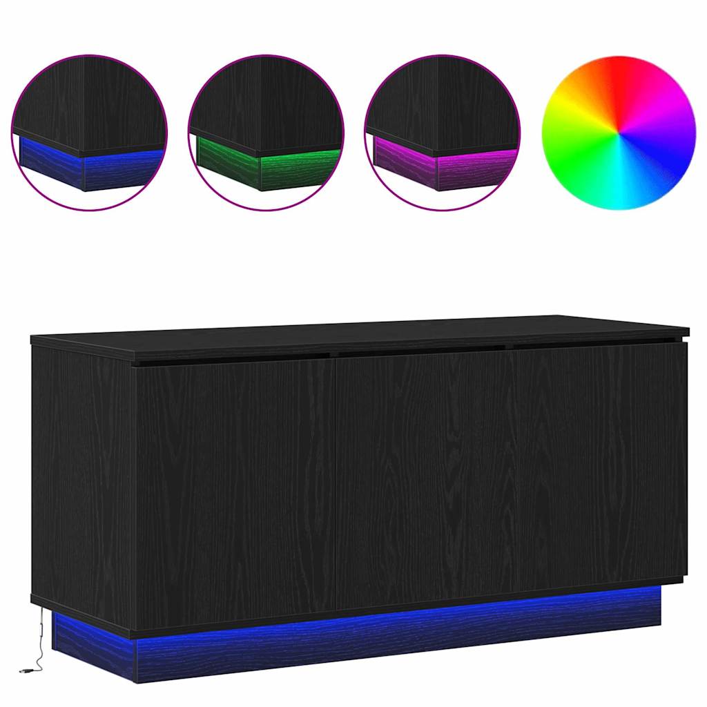 TV-Schränk 100 x 38 x 49 cm Schwarz Eichen-Optik Holzwerkstoff