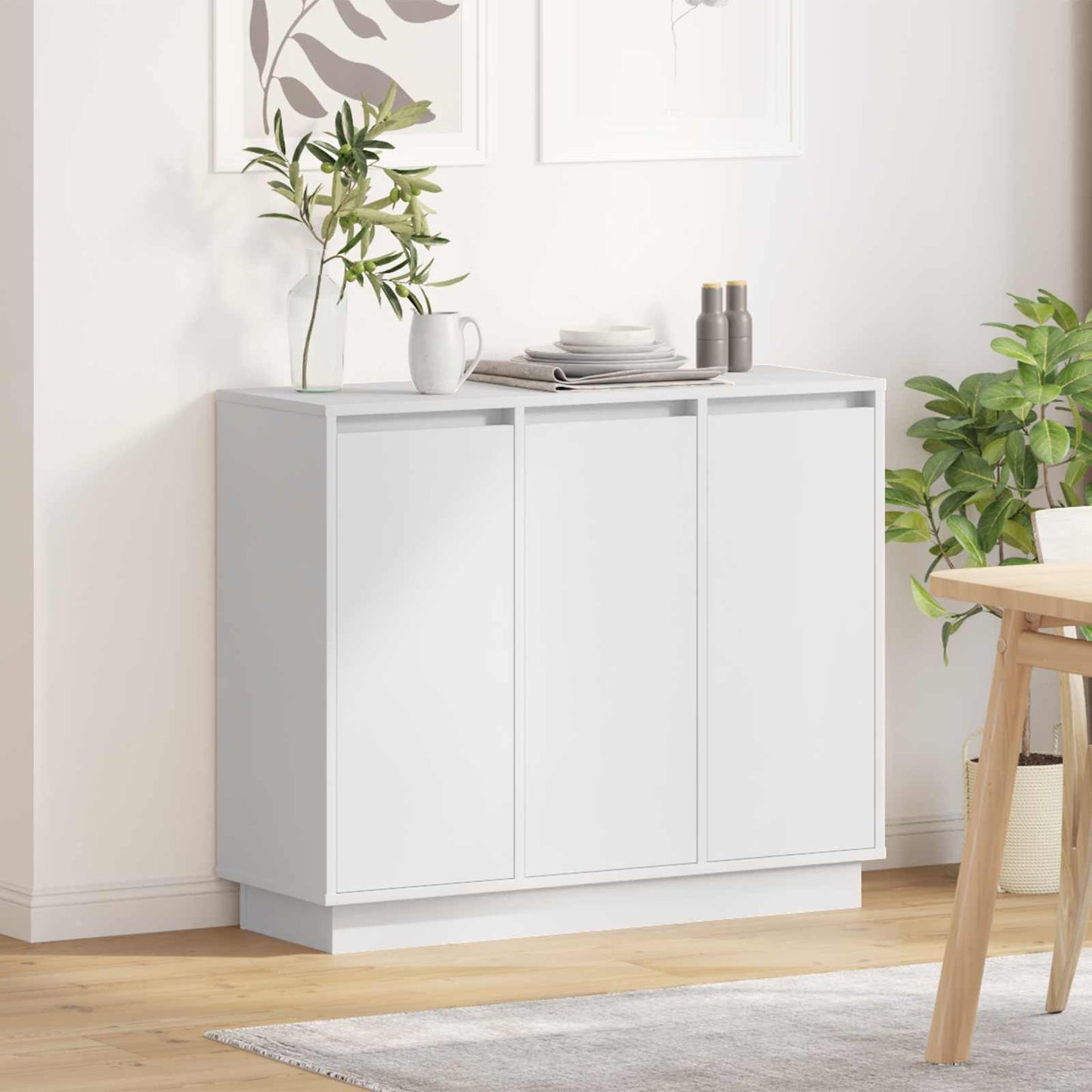 LED-Sideboard Weiß 90 x 32 x 75 cm Holzwerkstoff