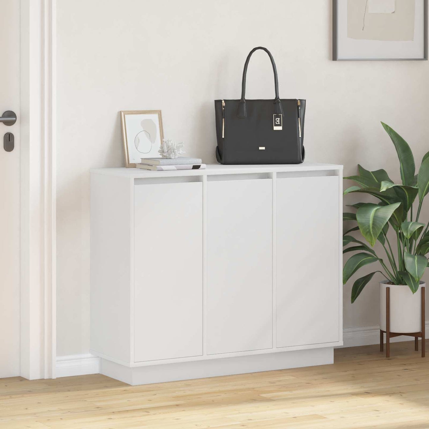 LED-Sideboard Weiß 90 x 32 x 75 cm Holzwerkstoff