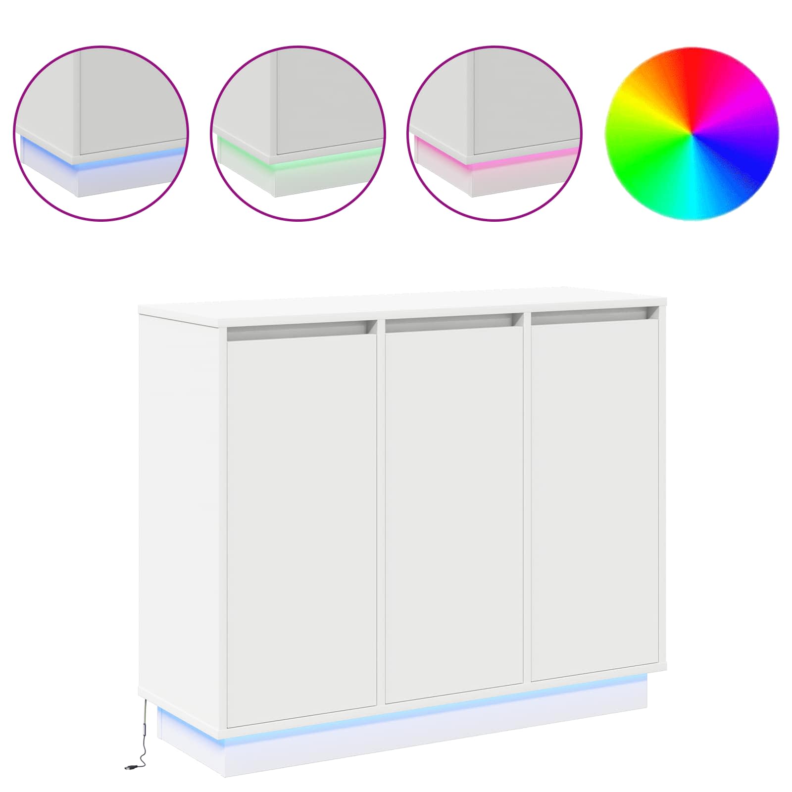 LED-Sideboard Weiß 90 x 32 x 75 cm Holzwerkstoff