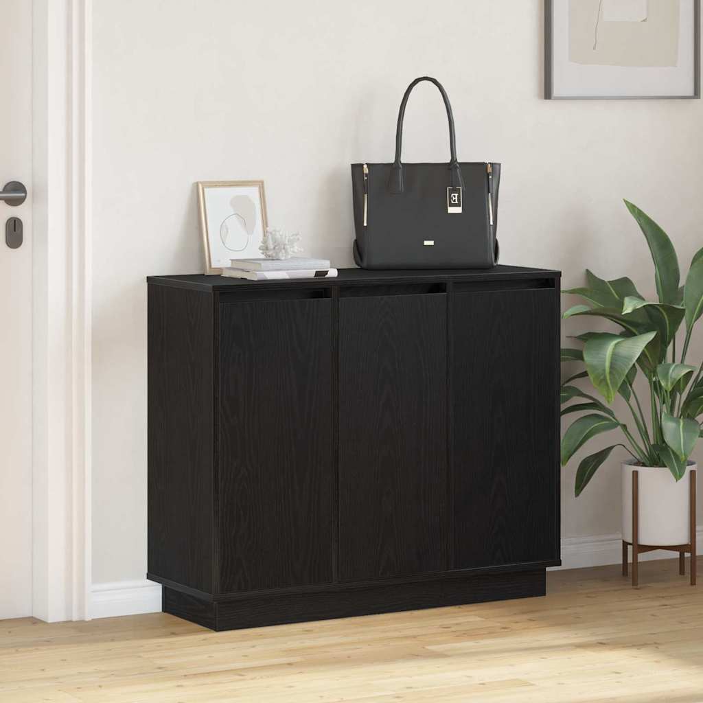 LED-Sideboard Schwarz Eichen-Optik 90 x 32 x 75 cm