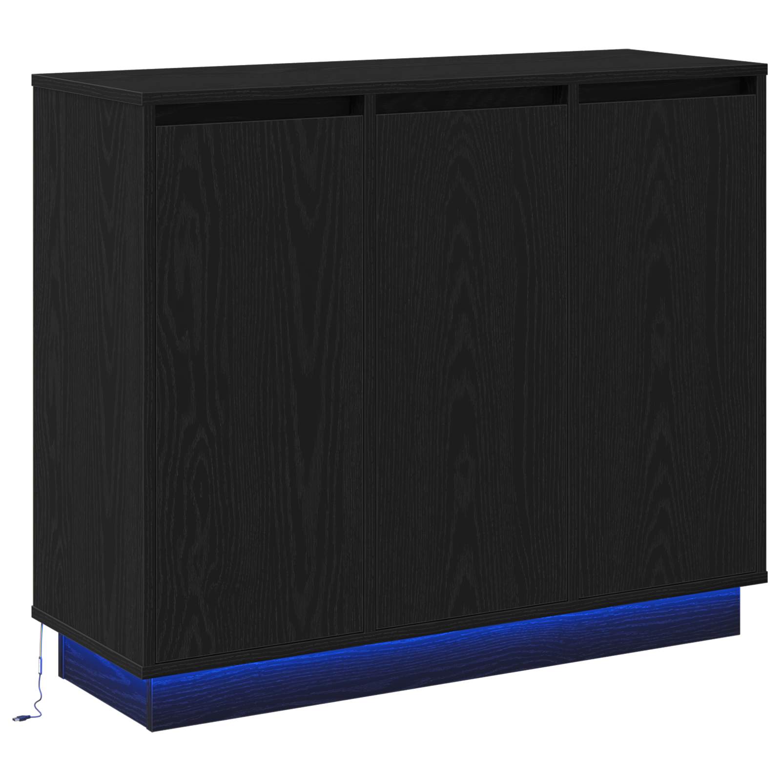 LED-Sideboard Schwarz Eichen-Optik 90 x 32 x 75 cm