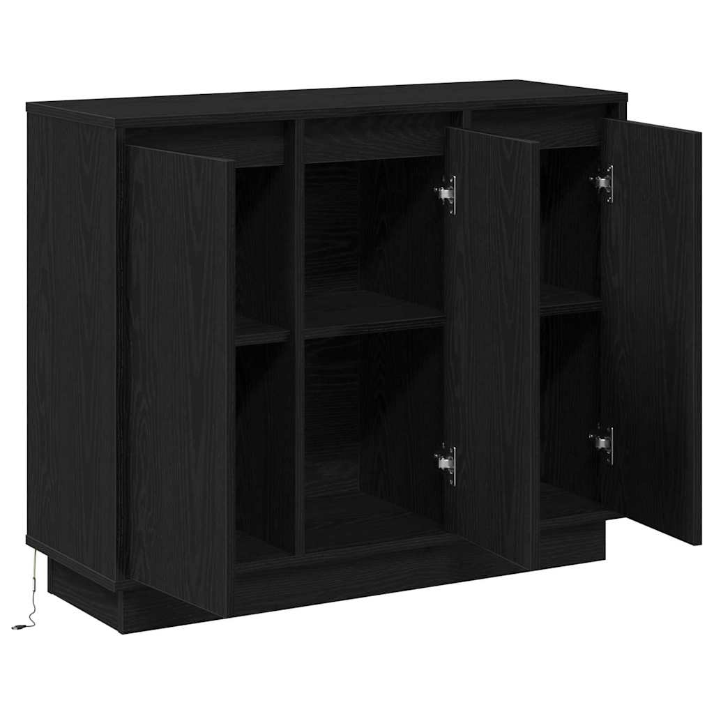 LED-Sideboard Schwarz Eichen-Optik 90 x 32 x 75 cm