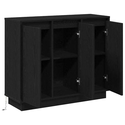 LED-Sideboard Schwarz Eichen-Optik 90 x 32 x 75 cm