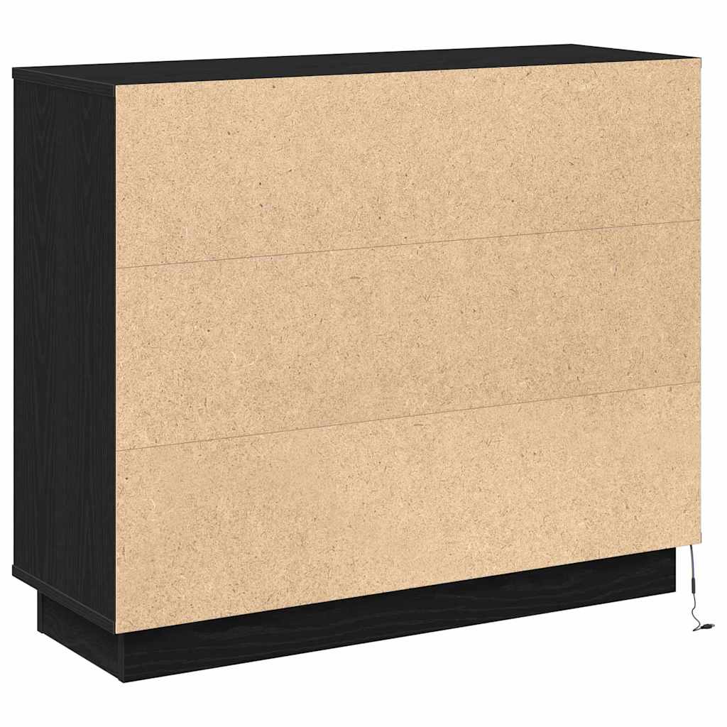 LED-Sideboard Schwarz Eichen-Optik 90 x 32 x 75 cm