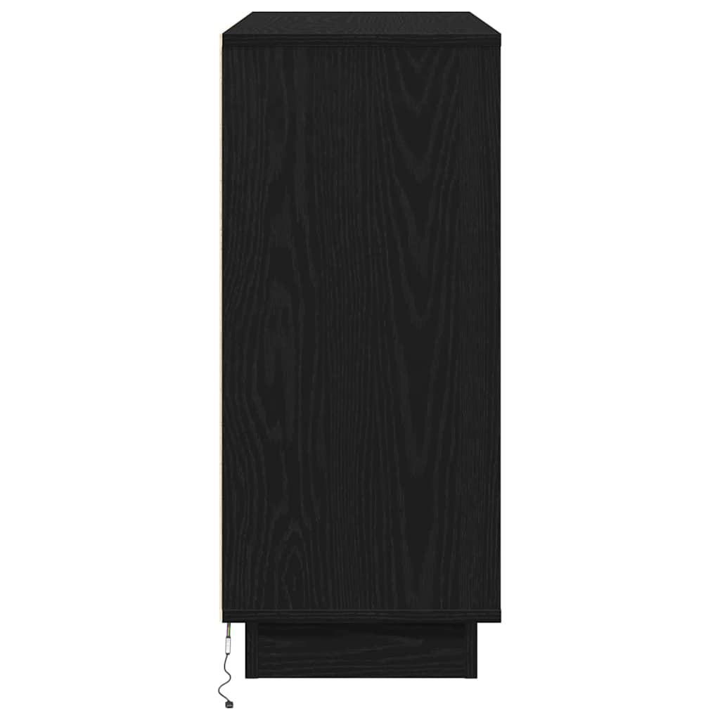 LED-Sideboard Schwarz Eichen-Optik 90 x 32 x 75 cm