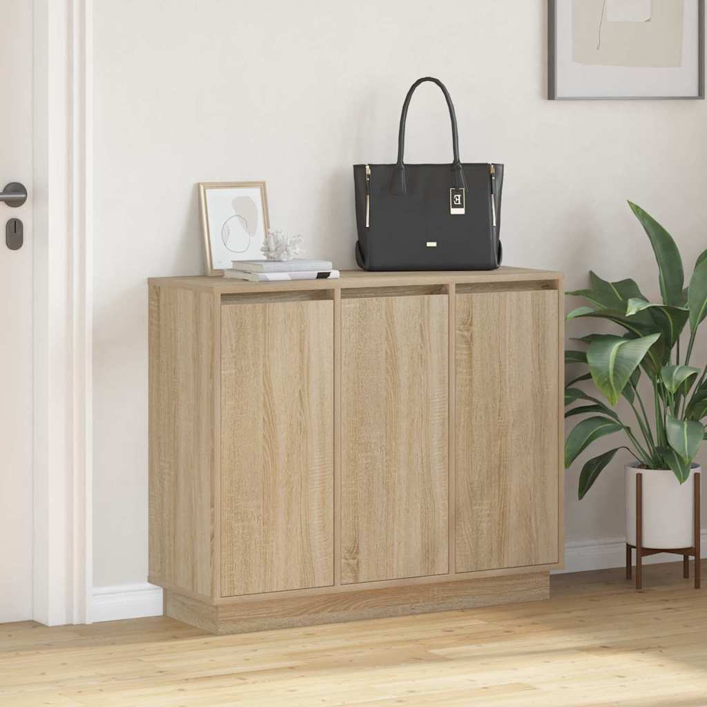 LED-Sideboard Sonoma-Eiche 90 x 32 x 75 cm Holzwerkstoff