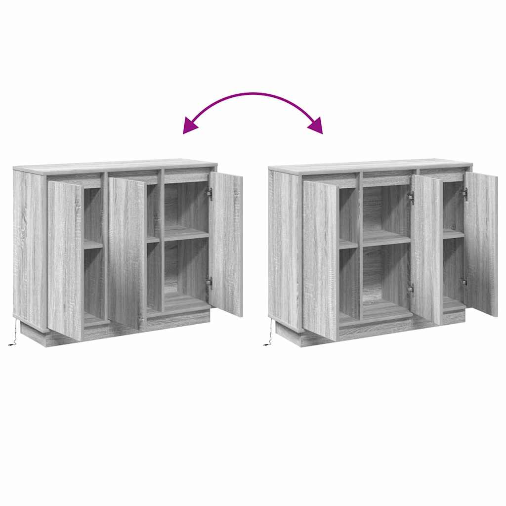 LED-Sideboard Graues Sonoma 90 x 32 x 75 cm Holzwerkstoff