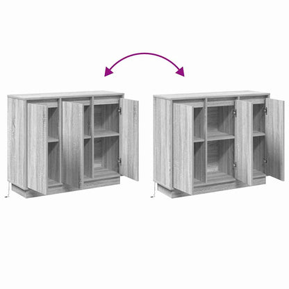 LED-Sideboard Graues Sonoma 90 x 32 x 75 cm Holzwerkstoff