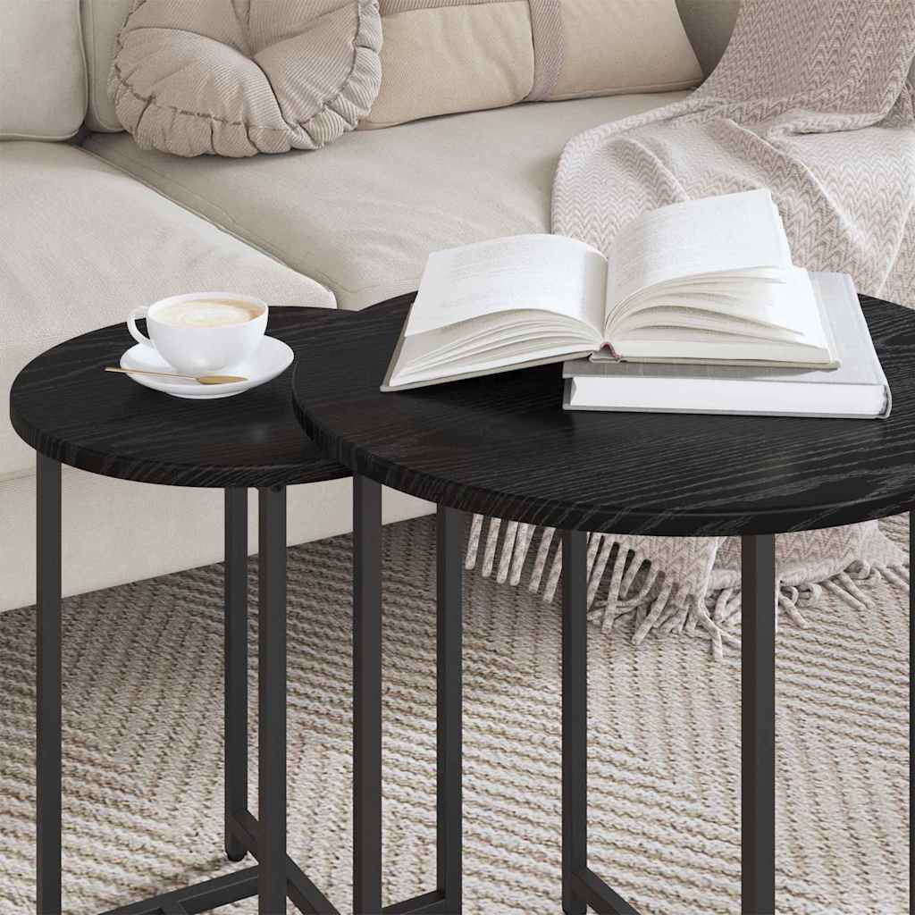 Beistelltisch-Set 2 stk. Schwarz Eichen-Optik 50 x 50 x 50 cm
