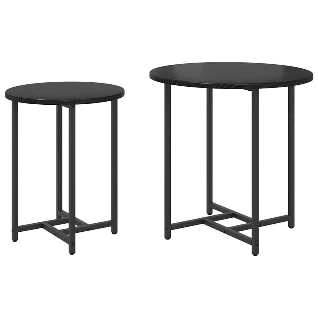 Beistelltisch-Set 2 stk. Schwarz Eichen-Optik 50 x 50 x 50 cm