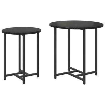 Beistelltisch-Set 2 stk. Schwarz Eichen-Optik 50 x 50 x 50 cm